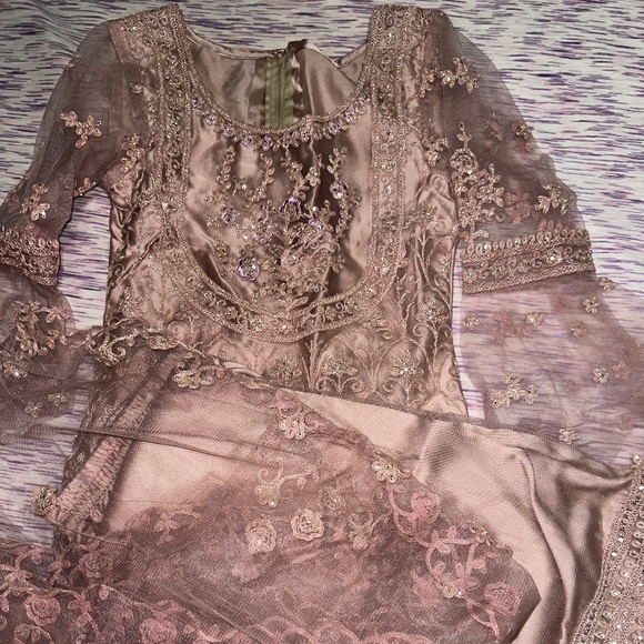 Mauve Purple Embroidery Pakistani Pant Style Suit - Picture 3 of 3